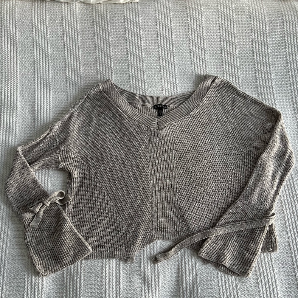 Express Long Sleeve Sweater with flare sleeves & ties